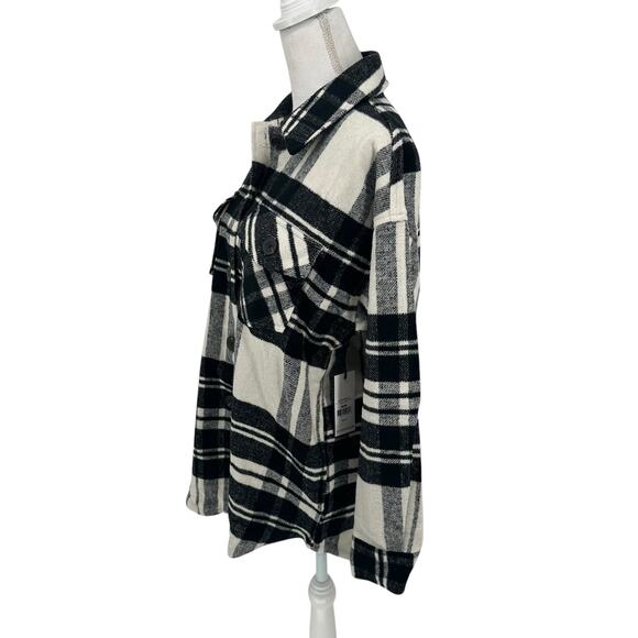 NEW Dex Clothing Black White Button Front Jacket Shacket Sz Medium - Picture 3 of 10